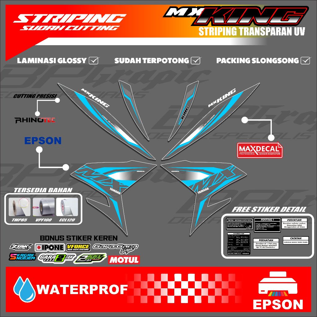 แถบใส Yamaha MX KING 150 Maxdecal คุณภาพสูง (YZ 23)