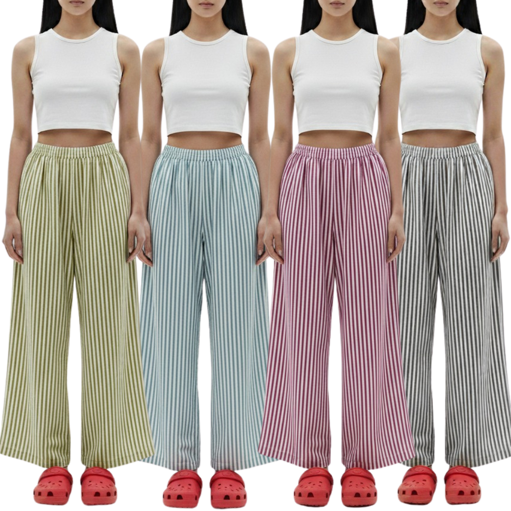 Hommy Striped Comfy Pants Basic Style Striped Culottes Everyday Striped Culottes
