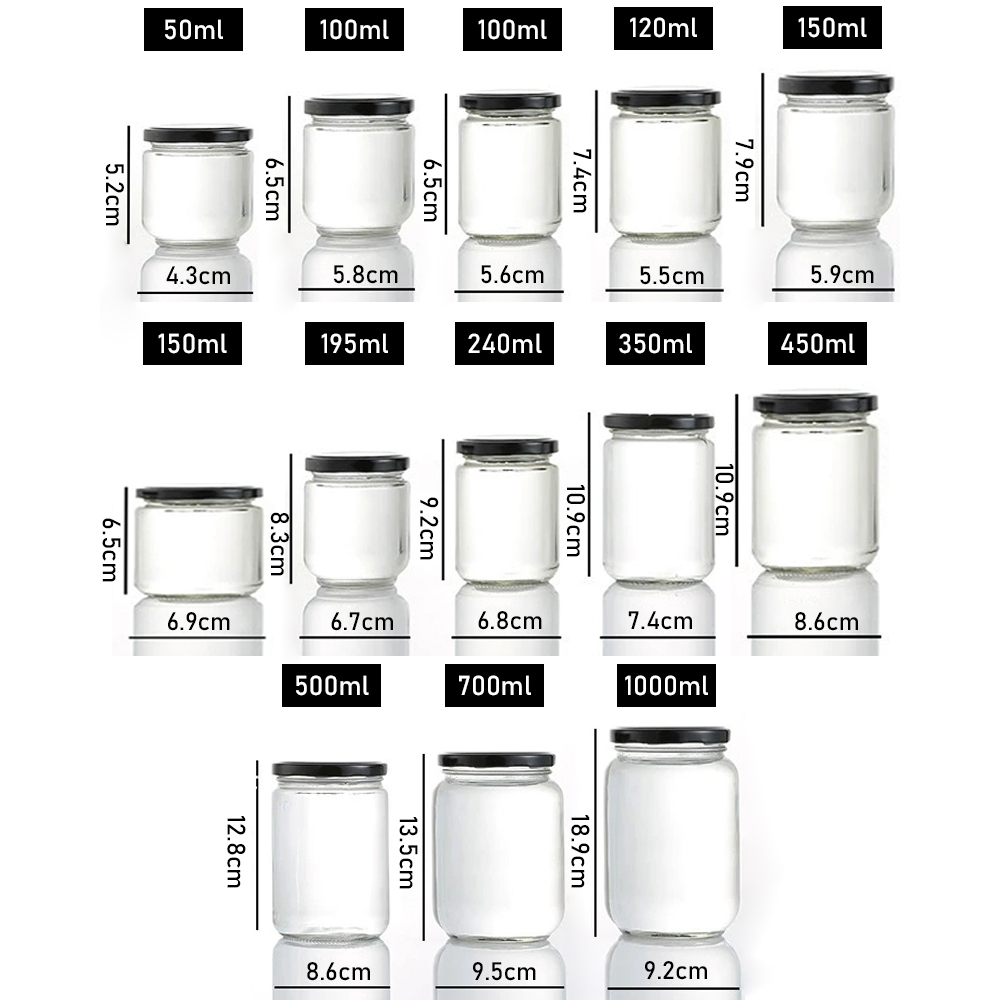 ROUND GLASS JAR (R) และ HEXAGON (H) // GLASS JAR PLAIN GLASS JAR, ALUMINIUM LID //