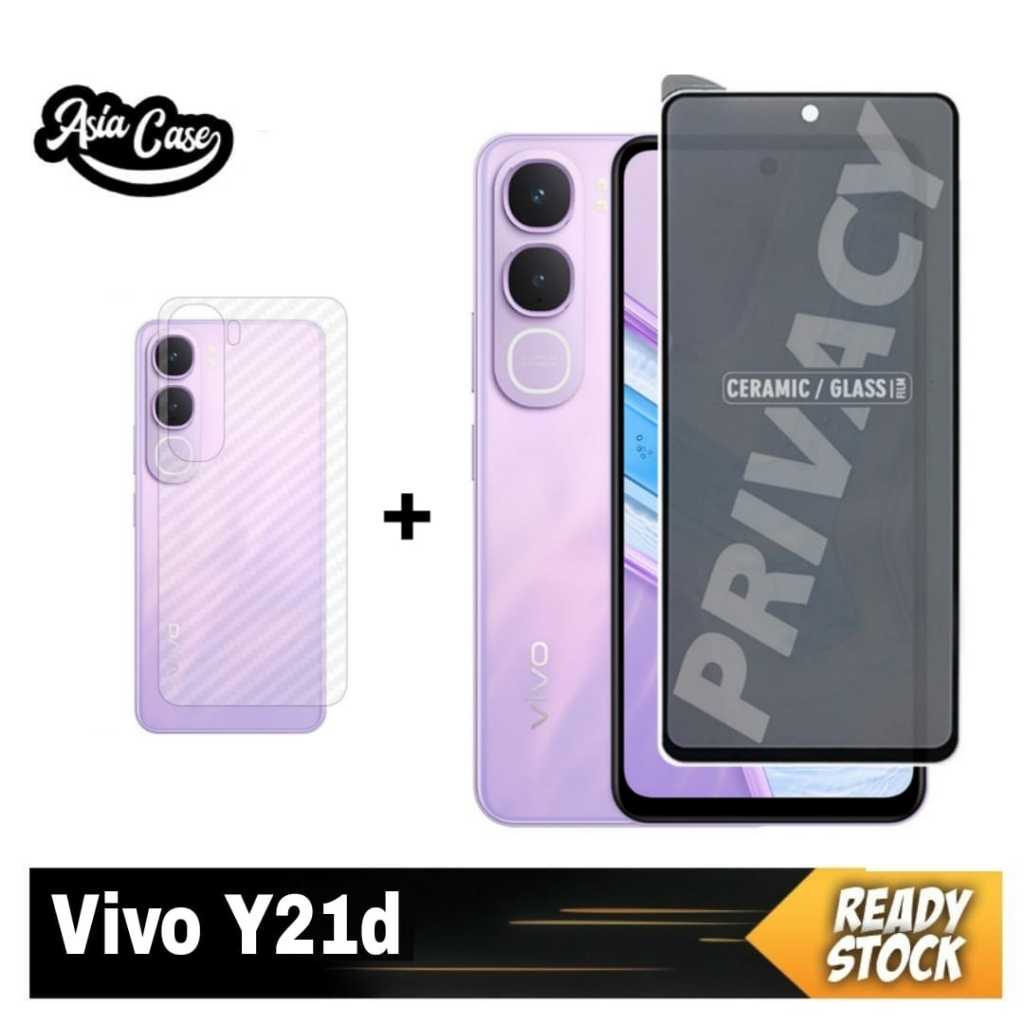 แพ็คเกจเซรามิกกระจกนิรภัย Vivo Y21d 2-IN-1 พร้อมหนัง Garskin ฟรี