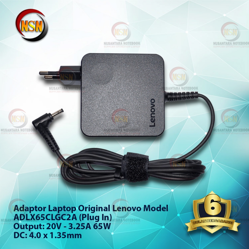ของแท้ LENOVO 20V 3.25A DC 4.0x1.35 PLUG IN อะแดปเตอร์ชาร์จ (ADLX65CLGC2A)
