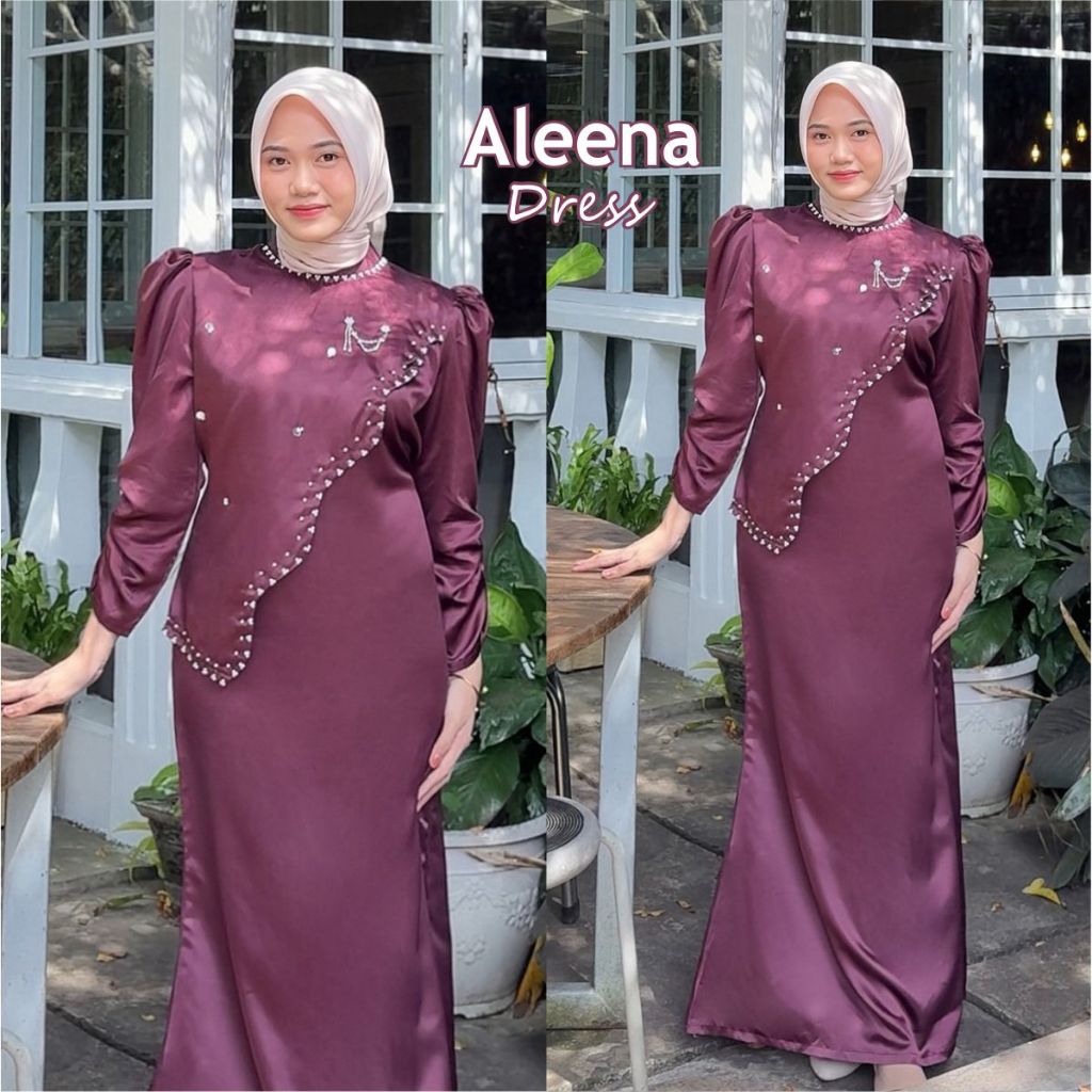Aleena Satin Silk Premium Dress, Viral Luxurious Gamis, เทรนด์เชิญปาร์ตี้ Eid หรูหราล่าสุด