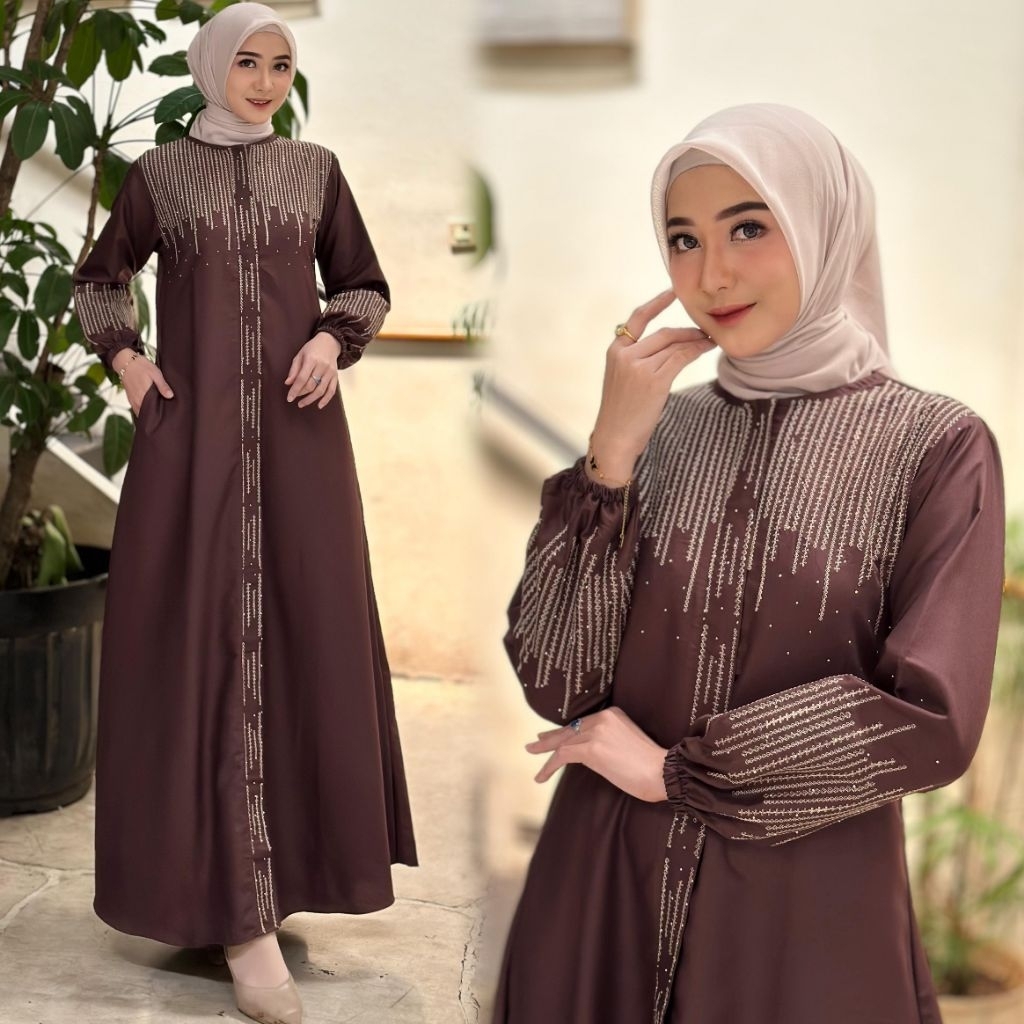 KATUN Jamella Gamis Toyobo เนื้อผ้าฝ้ายปักลายและเลื่อม หรูหรา และแขนยางยืด เหมาะสําหรับการศึกษาและเช