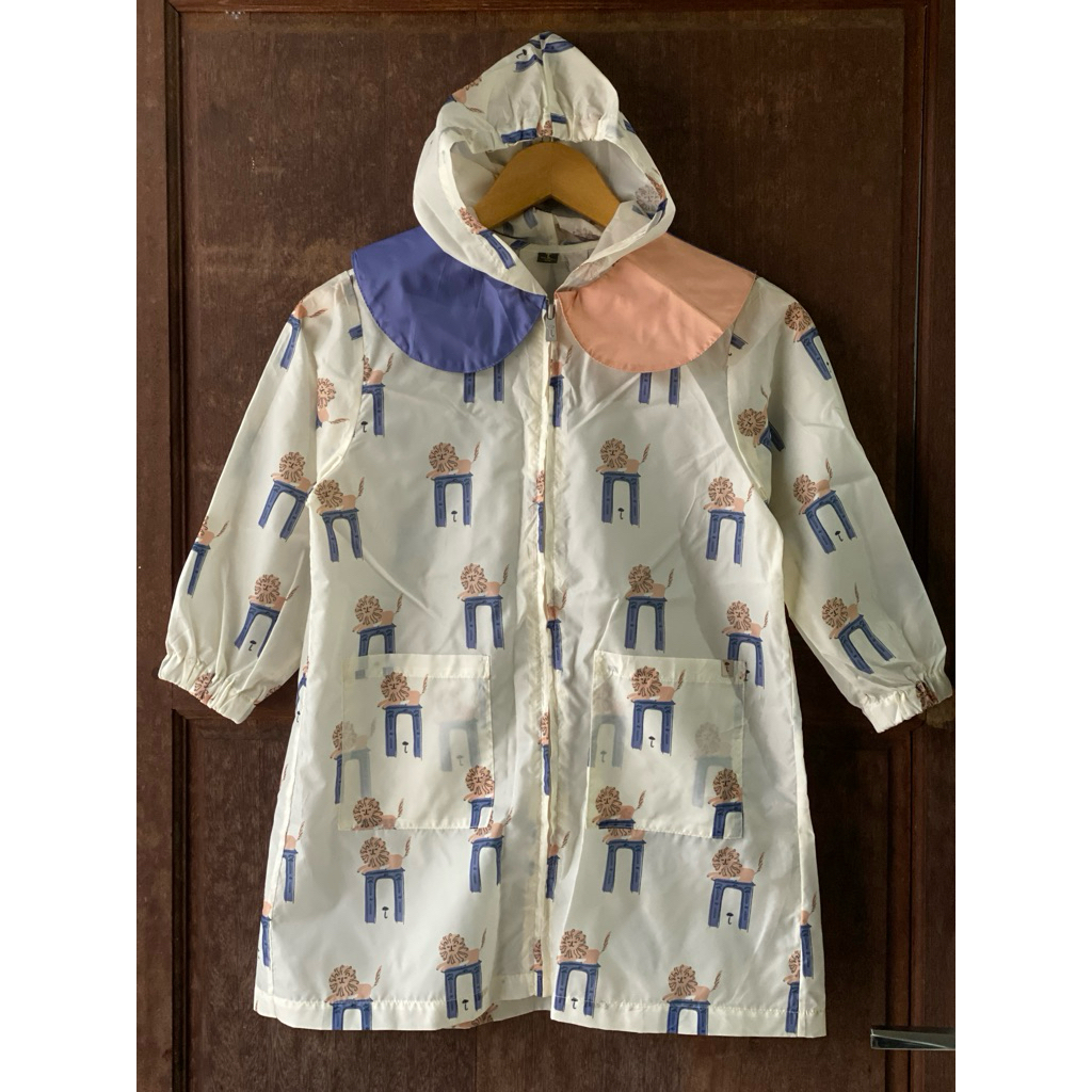 PRELOVED PL เต็มรูปแบบพิมพ์เสื้อกันฝนเสื้อกะลาสีคอ motif สําหรับเด็กยี่ห้อ Moimoln ขนาด 125 4T 5T 6T