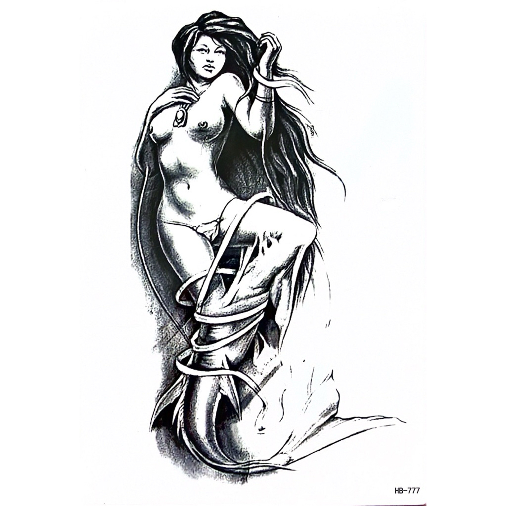 รอยสักผู้หญิงสวยๆ รหัส HB-777 | รอยสักแขนหน้าอกร่างกาย Unisex ขนาด 21x15cm | กันน้ํา 2-4 วัน | ภาพจร