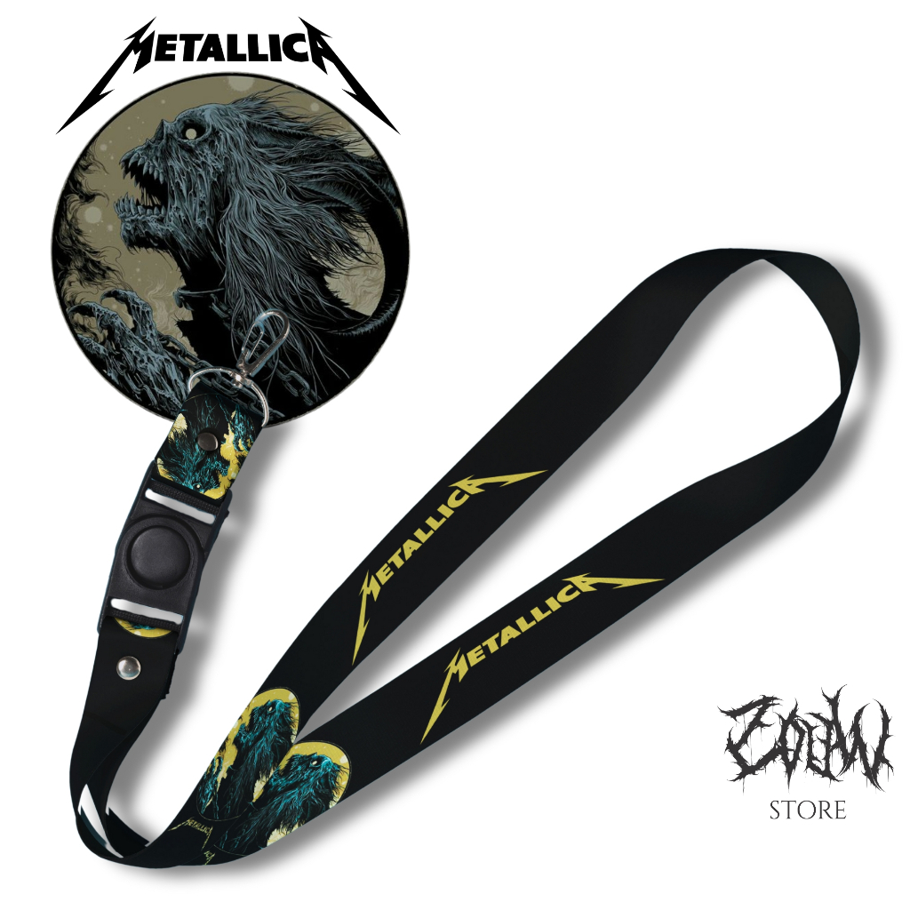 GANTUNGAN ZW LANYARD METALLICA พวงกุญแจผู้ถือบัตรกรณีโทรศัพท์มือถือพวงกุญแจปรับได้