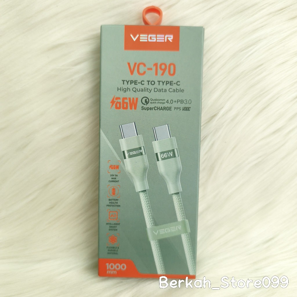 สายชาร์จ Type C ถึง Type C PD 65W Veger VC-190