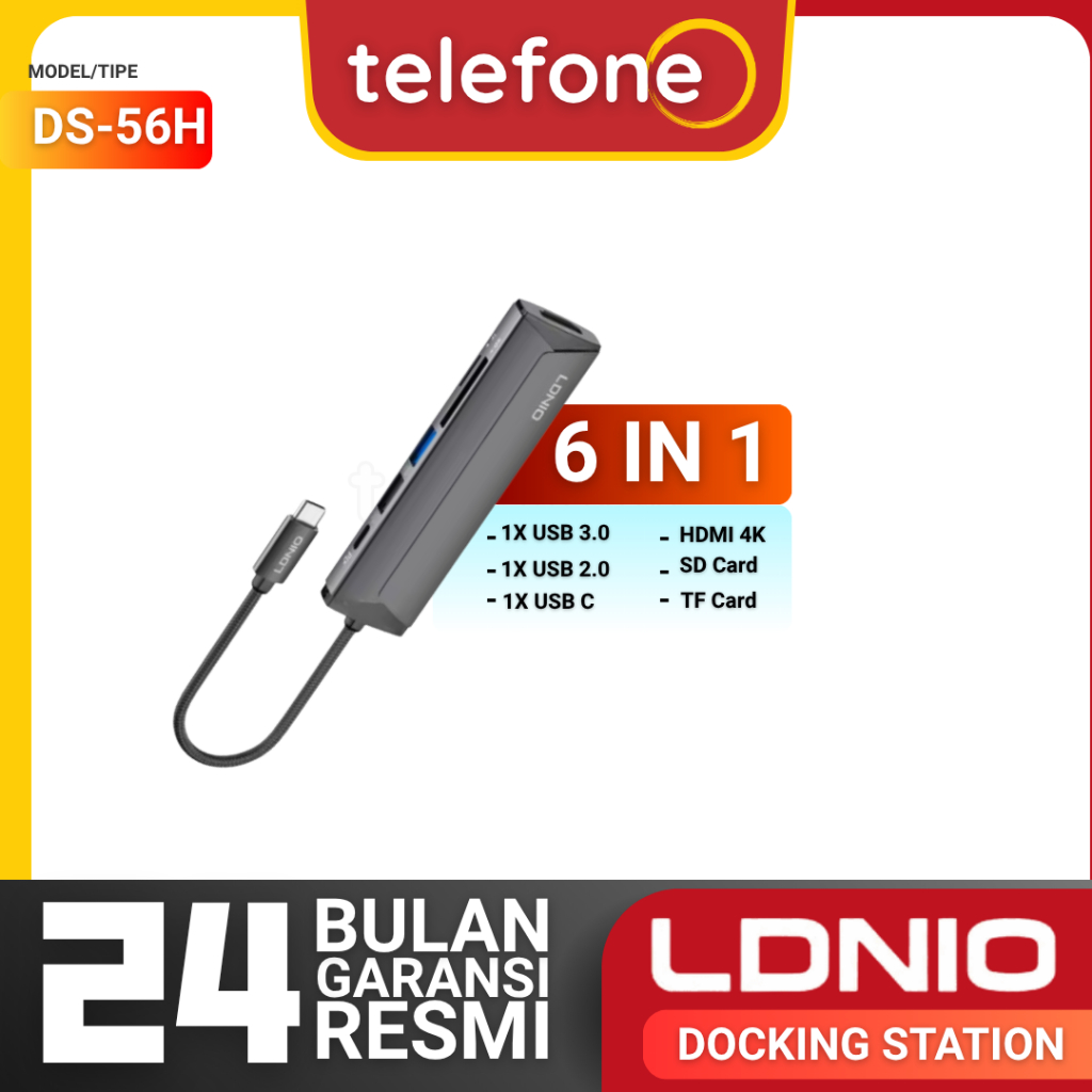 USB HUB LDNIO DS-56H Docking Station 6 in 1 Multi-Function USB-C PD3.0 2.0 HDMI 4K HD Data Transmiss