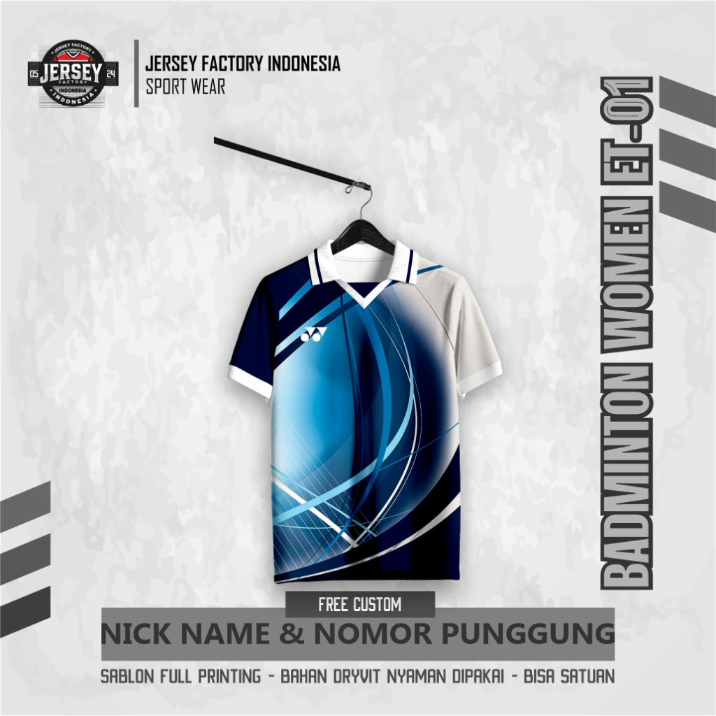 Custom BADMINTON WOMEN ET-01 SHORT Jersey ฟรีที่กําหนดเองชื่อและด้านหลังหมายเลขการพิมพ์เต็มรูปแบบ