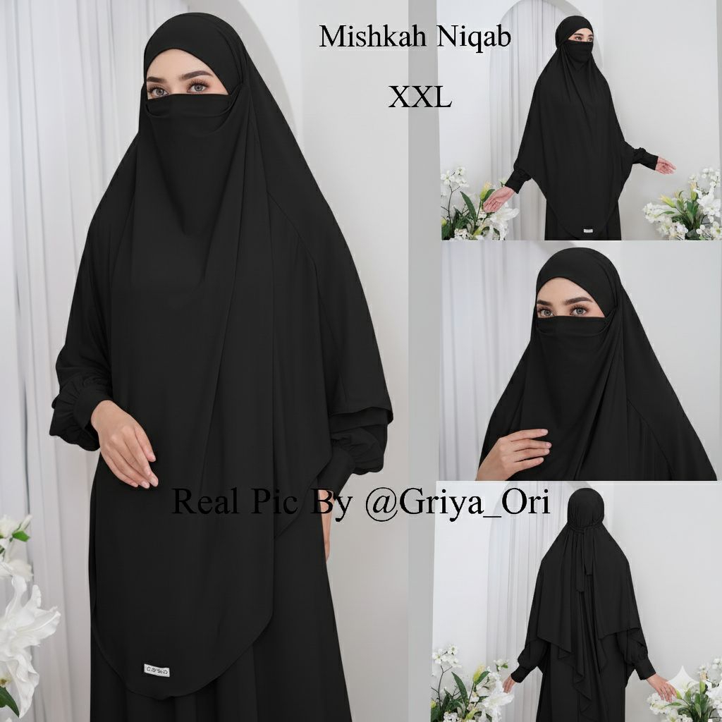Khimar Jarsey Niqob XXL Hijab Syari Pointed Bandana Jumbo Anti-Slip Veil