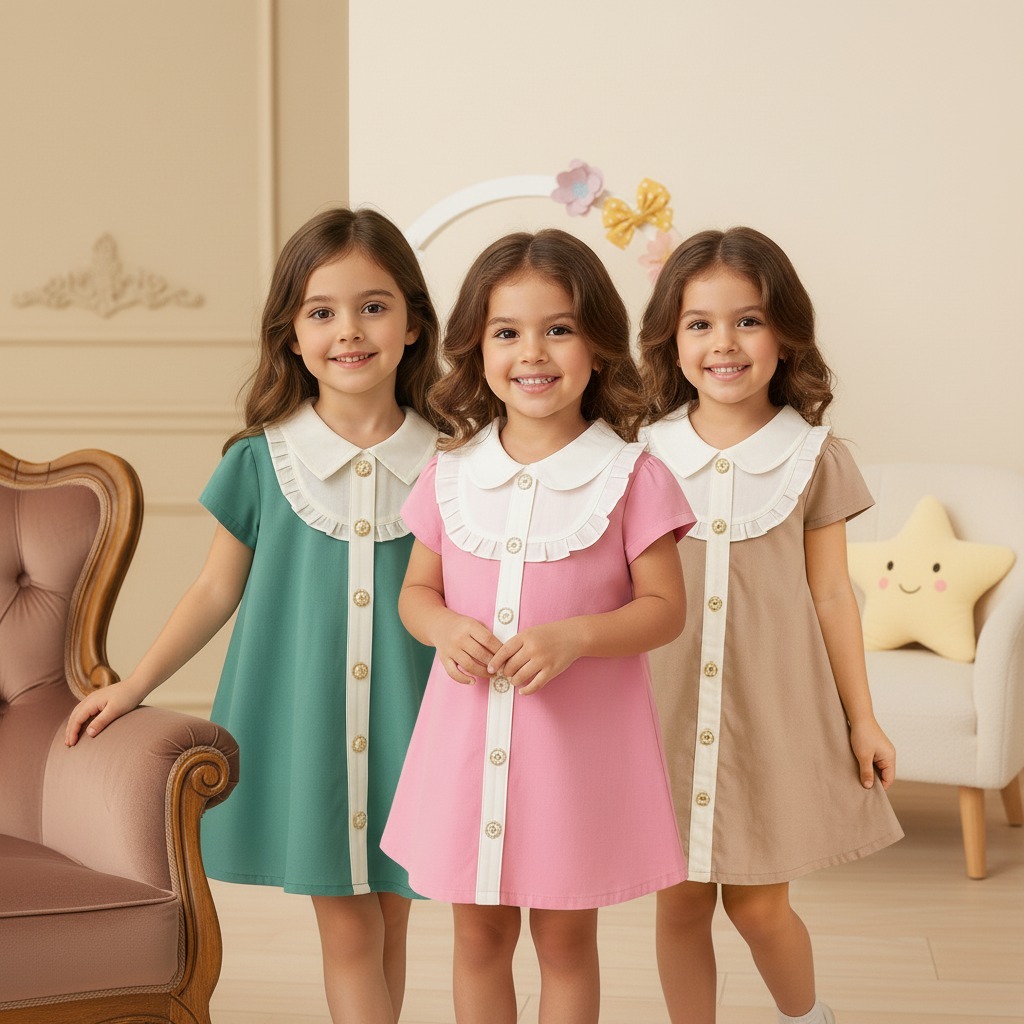 YUFFIE เดรสฮันน่า 4410 | ชุดเดรสลําลองสไตล์เกาหลีสําหรับเด็กผู้หญิง1-8ปี