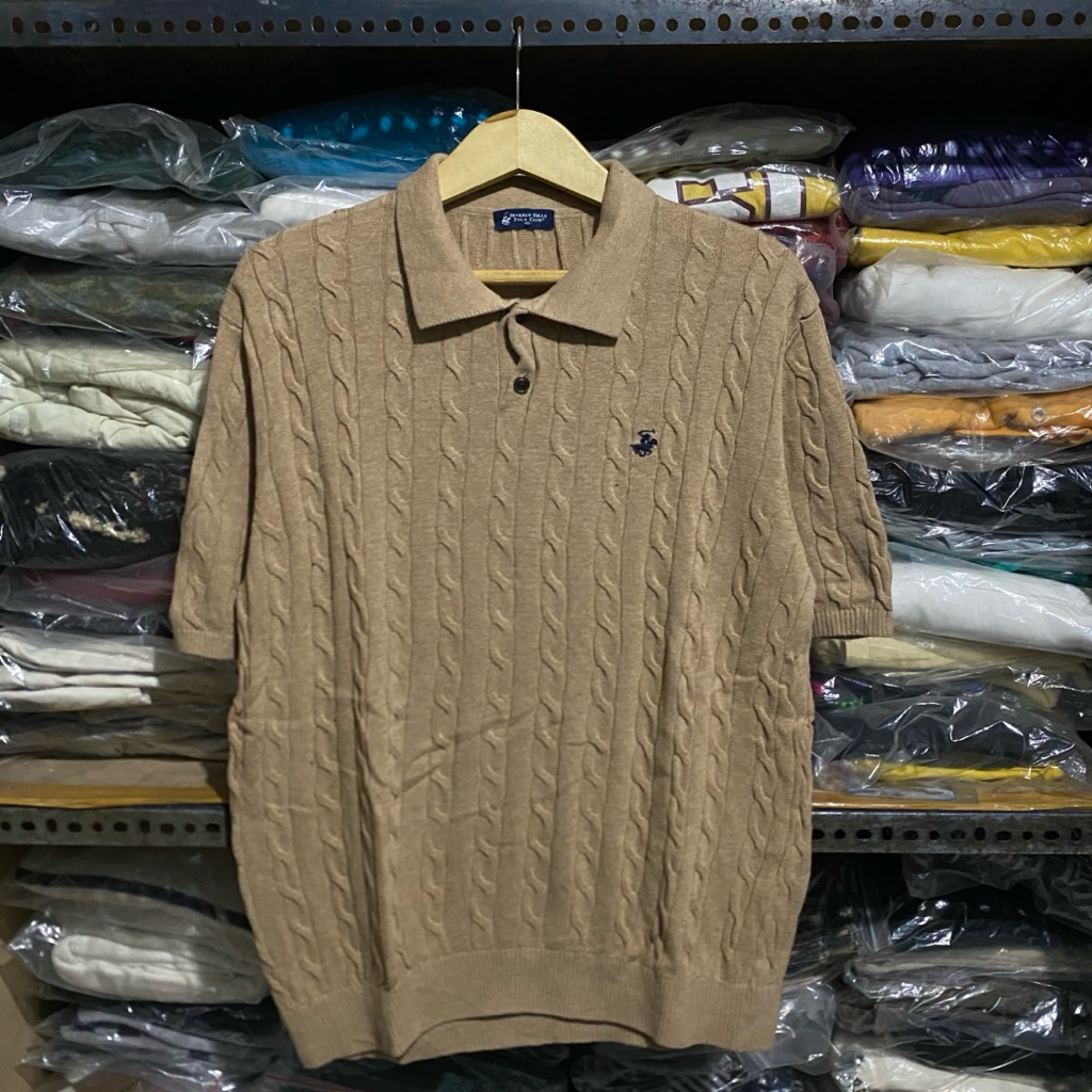 Beverly Hills Polo Club Cable Knit Polo Brown ขนาด 105 67x57