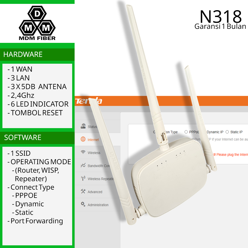 Tenda N318 เราเตอร์ wifi 2.4ghz มือสอง