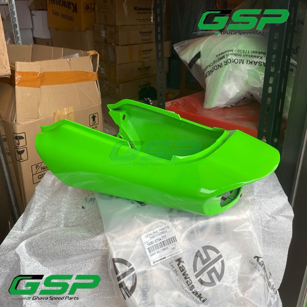 HIJAU ตัวถังหลัง Kawasaki Ninja R SS สีเขียวมะนาว Original 14091-0784-777 ฝาครอบหาง L สีเขียว