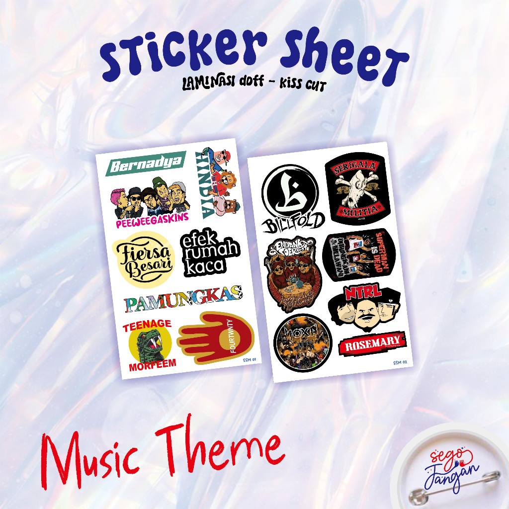สติ๊กเกอร์แผ่น - แผ่นสติ๊กเกอร์ - ENDANK SOKAMTI - สติ๊กเกอร์ Y2K - PAMUNGKAS - HIDINA - MUSIC THEME