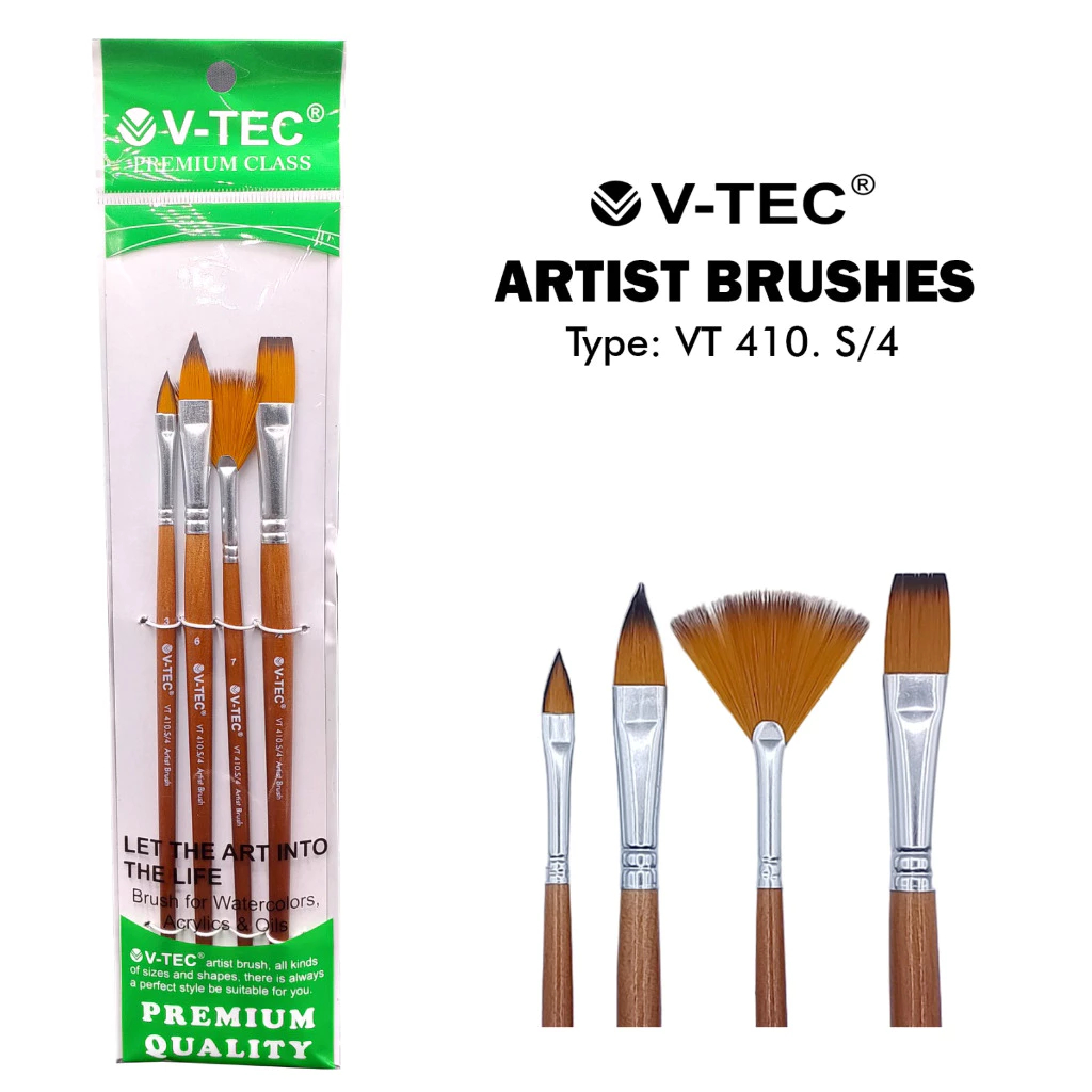 V-TEC ARTIST BRUSHES SET 4 NO. 3, 6, 7, 1/2 (VT 410ส/4)