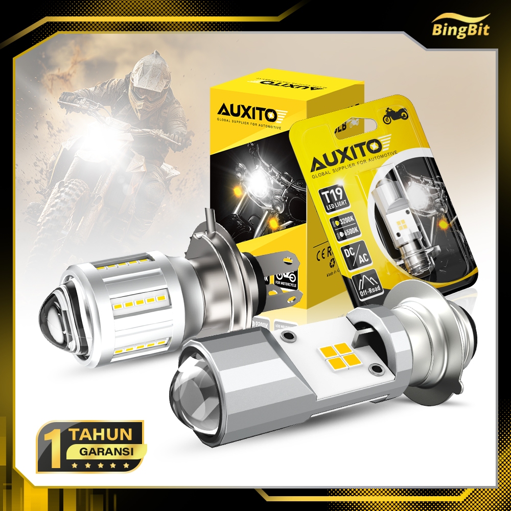 H4 T19 P15D Super Bright LED ไฟหน้า 2 สีสีเหลืองสีขาว PROJECTOR LENS High Low DC รถจักรยานยนต์ LED L