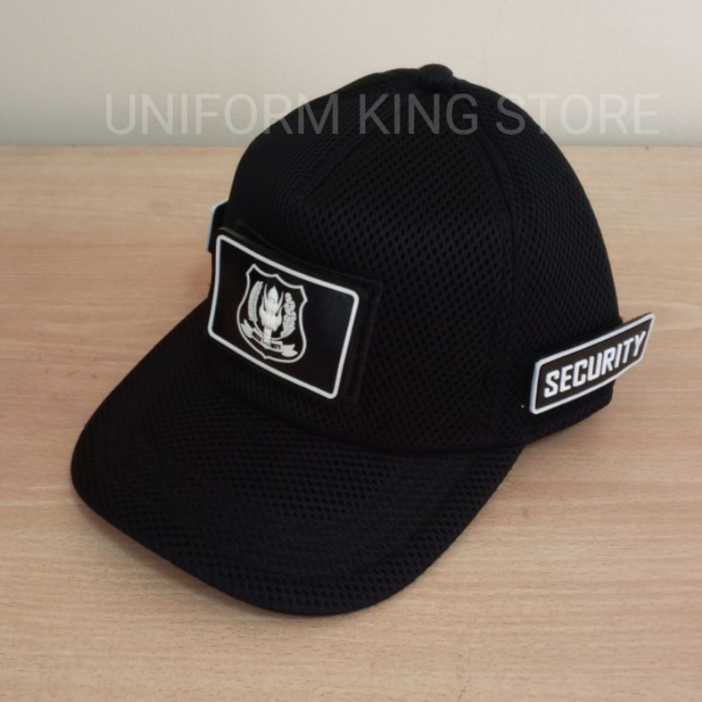 SECURITY NET HAT โลโก้สีขาว 3 PATCH DOUBLE MESH - สีดํา SECURITY NET HAT โลโก้สีขาว ADHESIVE RUBBER 