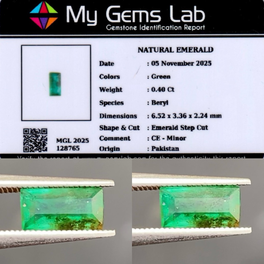 0.40 cs ธรรมชาติหายากปากีสถาน Emerald (Zamrud) origin Swat Mine Memo My Gems Lab
