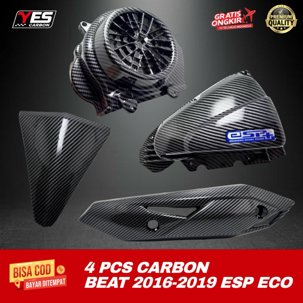 แพ็คเกจ 4 ชิ้น CARBON BEAT ESP K44 2016-2019 • Beat 2016 Exhaust + Beat K44 Blind Tie + Beat K44 Fil
