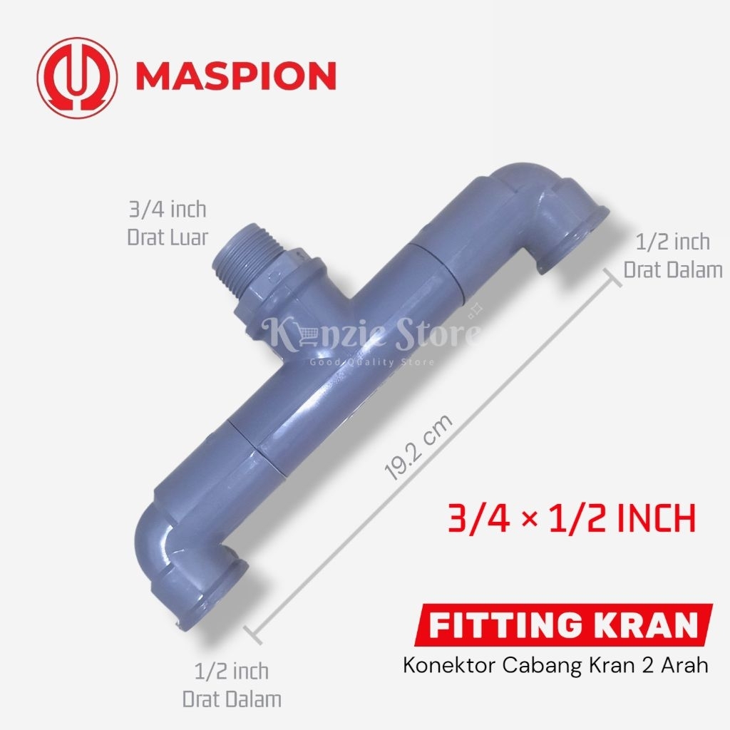 MASPION 3/4 x 1/2 นิ้ว 2-Way Faucet สาขาการเชื่อมต่อ Connector PVC Faucet Fitting ด้ายด้านใน