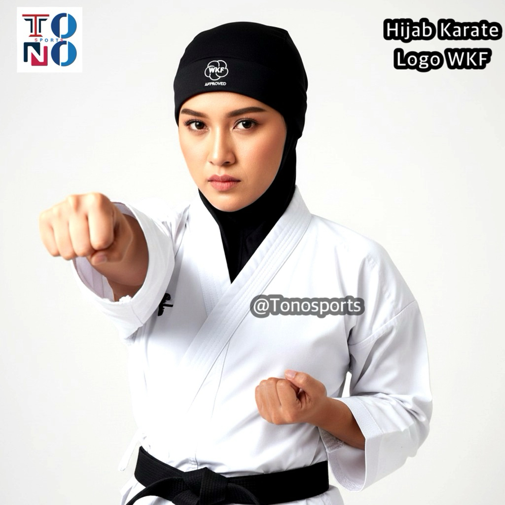 WKF LOGO KARATE HIJAB สําหรับเด็กและผู้ใหญ่ ไซส์ SML XL