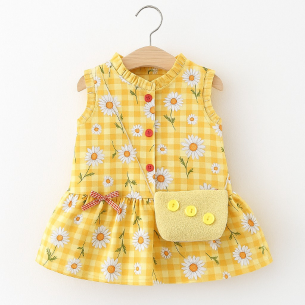 Pinpin Kids - LAURA Dress สไตล์ผู้หญิง 1-6 ปี / ชุดเดรสแขนกุตุงสําหรับเด็กเรยอนระดับพรีเมียม