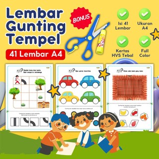 41 Lembar Aktivitas Gunting Tempel / Worksheet Gunting Tempel Anak PAUD TK FREE Gunting dan Lem Khusus Anak / Lembar Belajar Anak HVS Tebal 80 gsm / Buku Belajar Anak TK Preschool PAUD SD Paket Komplit / Lembar Aktivitas Anak 2 3 4 5 6 Tahun