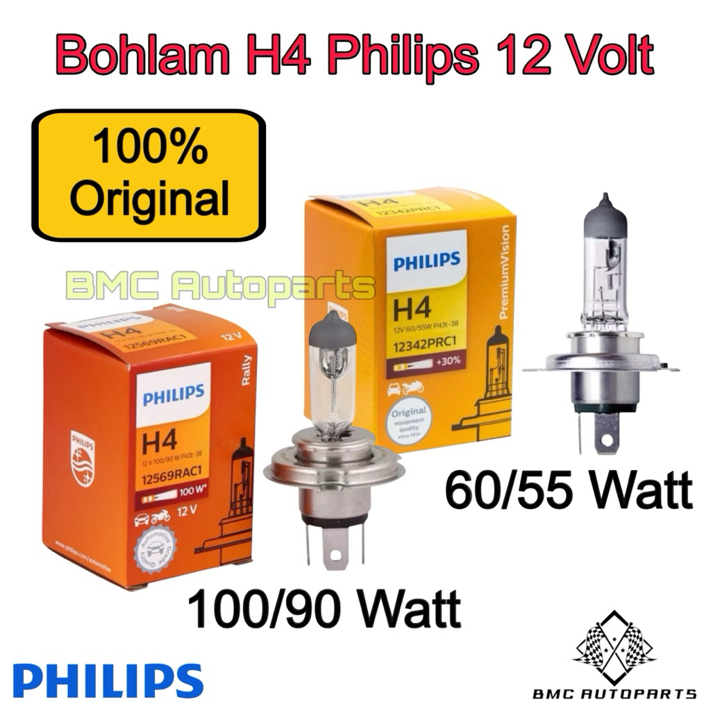 หลอดไฟ H4 12V 60/55W & 100/90W ดั้งเดิม - ไฟหน้ารถ H4
