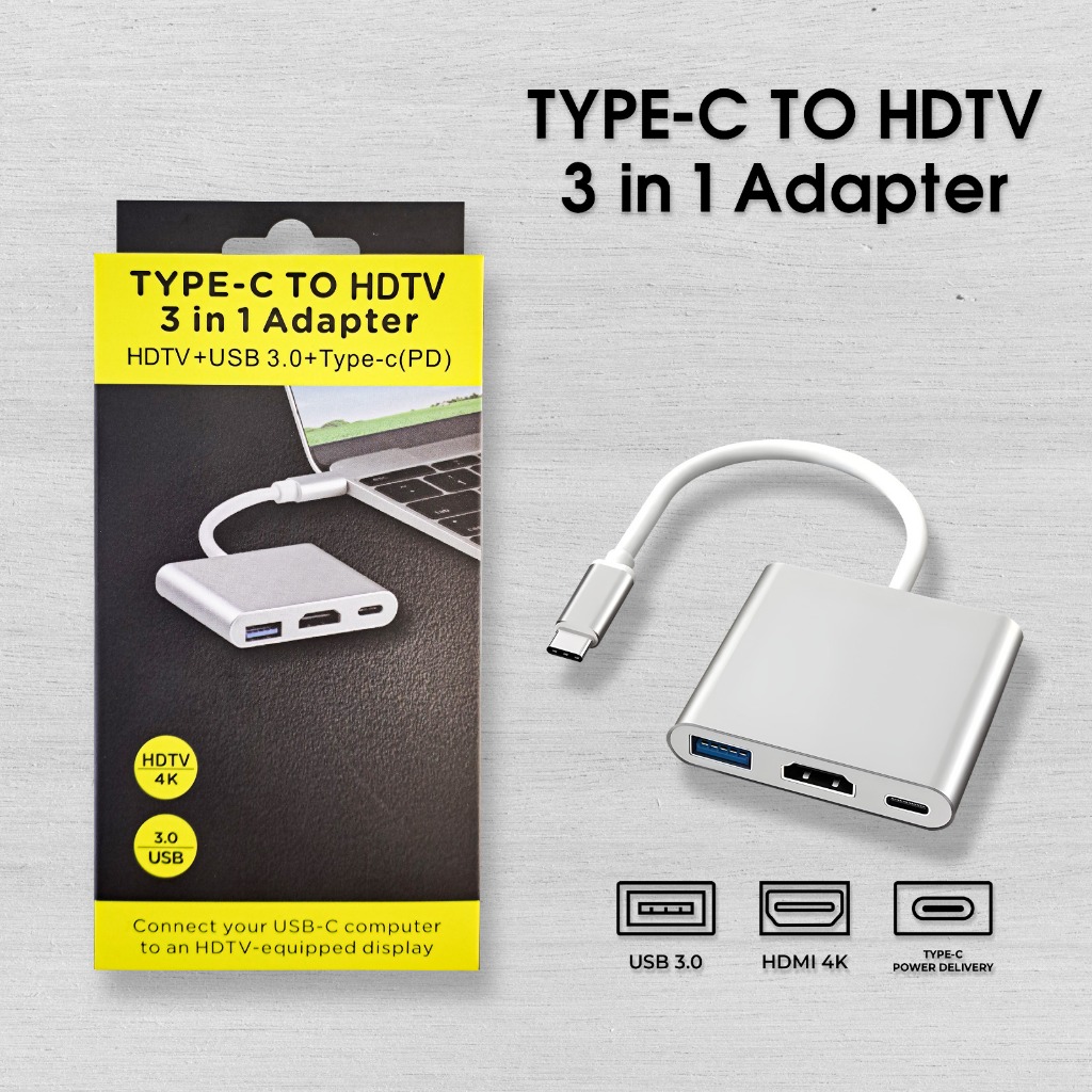 USB HUB TYPE C TO HDTV 3 IN 1