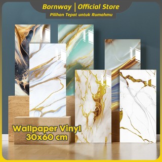 Bornway - Wallpaper dinding Vinyl Marble 30 x 60 cm/ Vinyl Marbel Granit /Stiker Keramik Waterproof