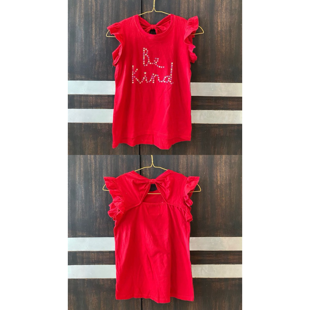 MERAH Preloved Red T-Shirt Kids Size 6-7 ปี