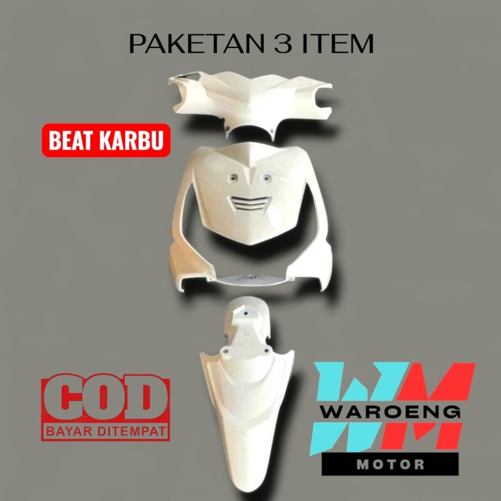 แพ็คเกจ 3 รายการ Smooth Front Body Shield Fender Cover สําหรับ Honda Beat คาร์บูเรเตอร์ 2008-2012 สีขาว - มอเตอร์ไซค์