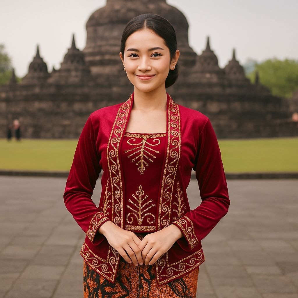 กํามะหยี่สีดํา Javane Original Kebaya Mba Mba เสื้อผ้าแบบดั้งเดิมที่หรูหรา