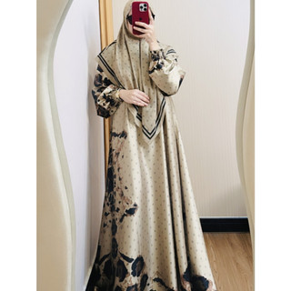 Nk 60 - gamis set wanita muslim motif leopard + hijab voal