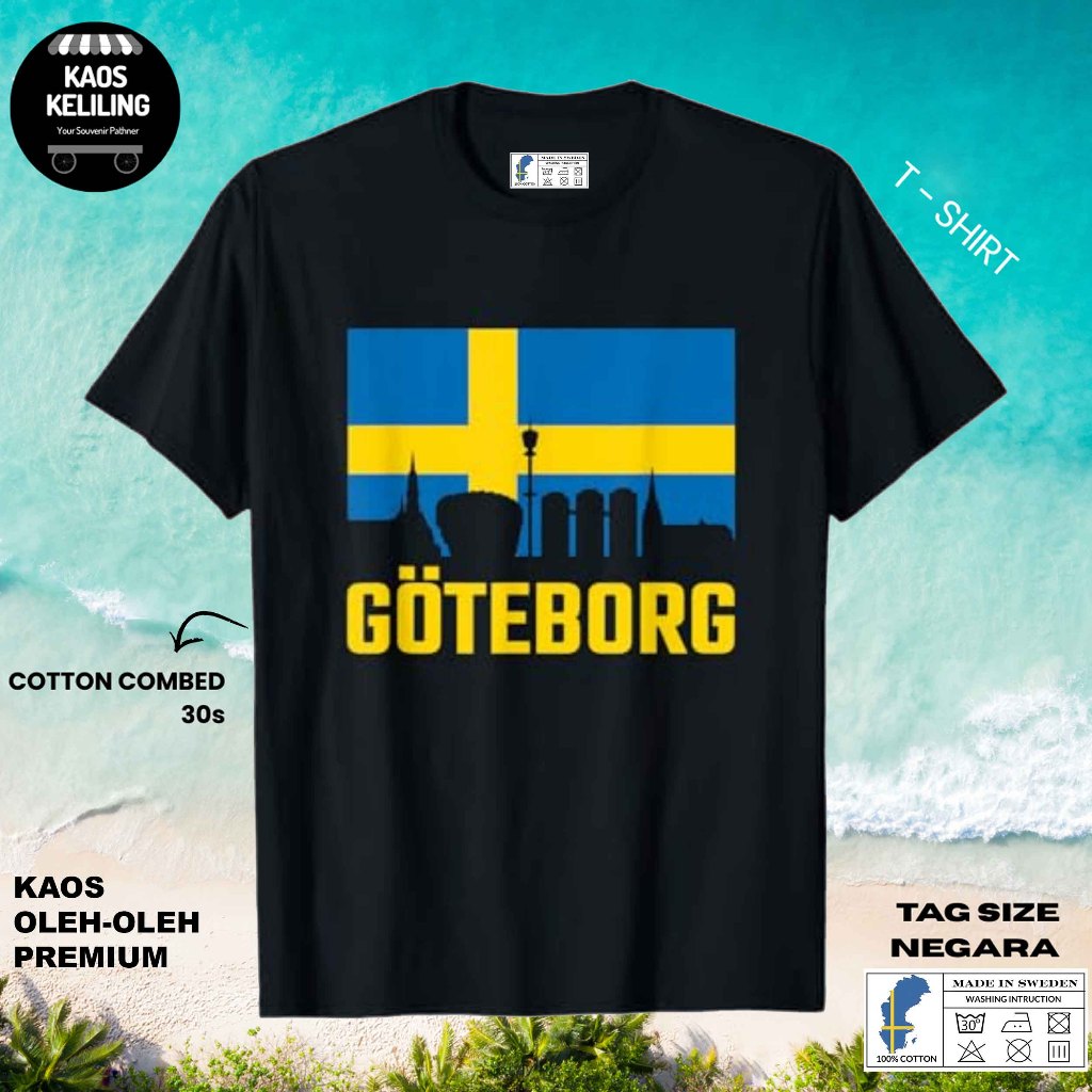 SWEDEN SOUVENIR เสื้อยืด SWEDEN 57 ด้วยต้นฉบับ SWEDEN LABEL แท็กของขวัญพรีเมี่ยม SOUVENIR ผ้า