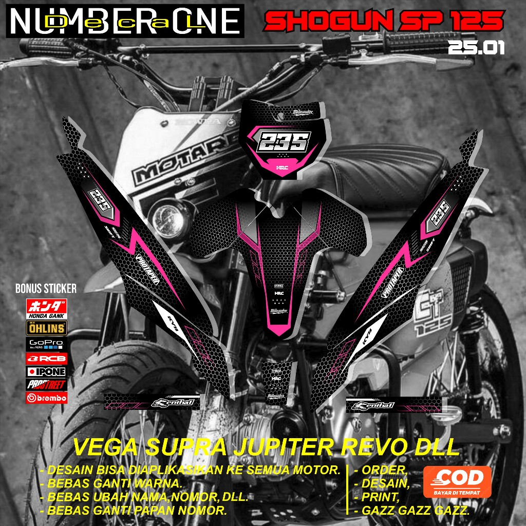 สติ๊กเกอร์ RBT SHOGUN SP 125 MOTOR RBT BEBEK MODIF SUPERMOTO YZ CRF KLX KX KTM RBT รหัส 25.01