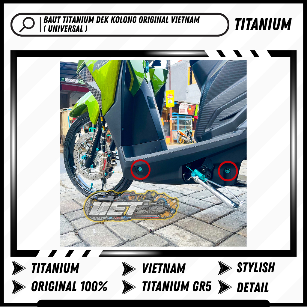 (VARIO) Titanium Bolts Set Lower Deck Vario 125 150 160 Mio Scoopy Pcx Universal Original Vietnam | Silver Brown Light Blue Gold Pink Maroon Purple Blue Purple Blue Tosca Green Tosca Green Neon