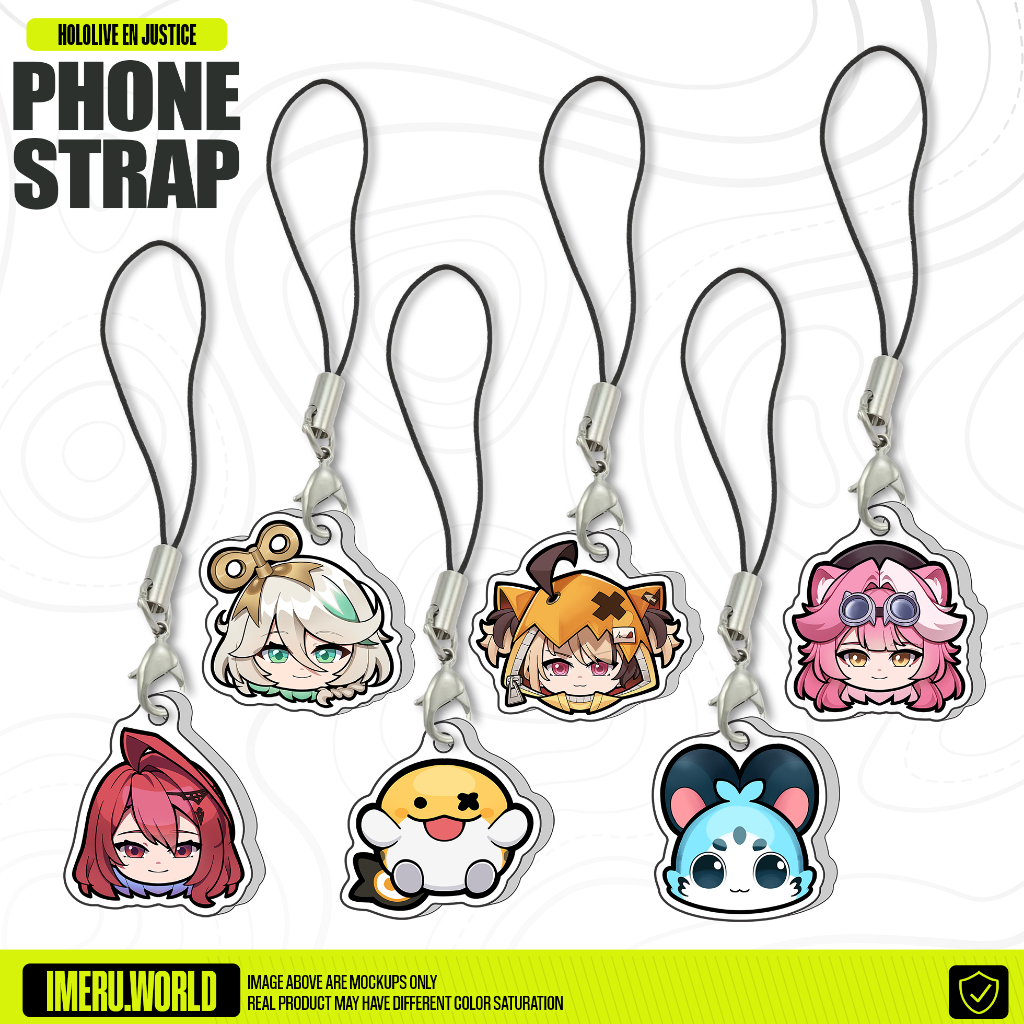 GANTUNGAN สายคล้องโทรศัพท์ Hololive ภาษาอังกฤษ Justice Gigi Murin Raora Cecilia อะนิเมะ Fanmerch HP 