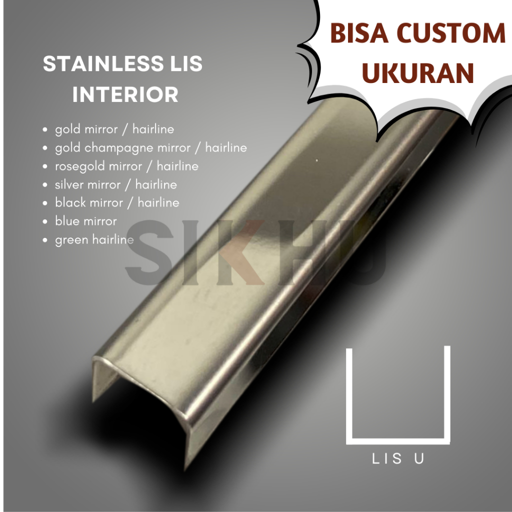 LIST U STAINLESS SILVER 20X30X20MM LENGTH 3M THICKNESS 0.8MM SS 201
