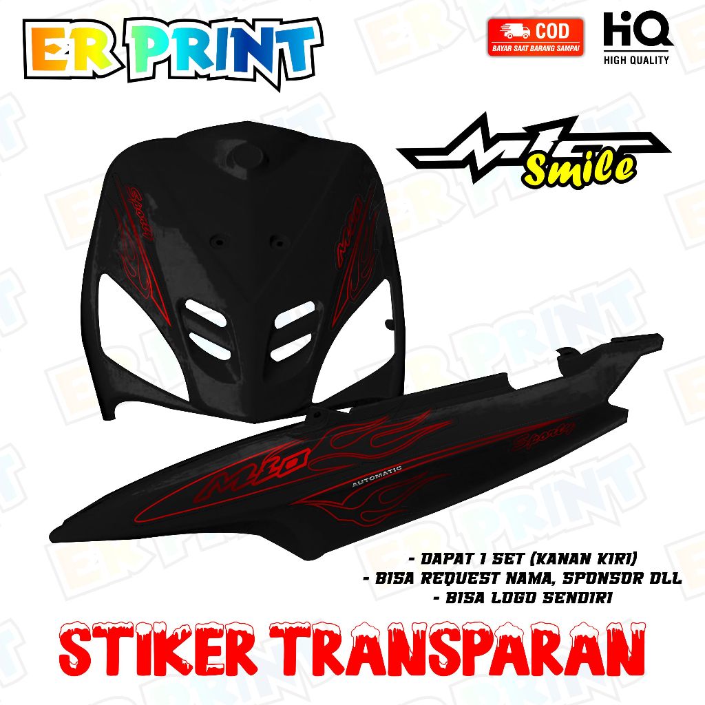 Mio Smile สติกเกอร์โปร่งใส Anti-Fade Cool Mio Smile Striping Yamaha Mio Smile Striping การออกแบบไฟโป