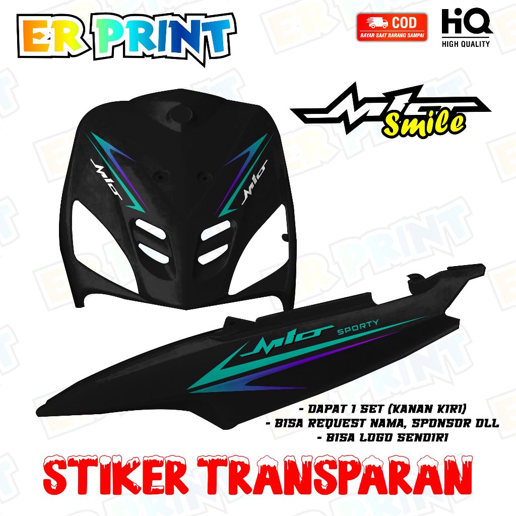 Mio Smile สติ๊กเกอร์ใส Anti-Fade Cool Striping Mio Smile Striping Yamaha Mio Smile Lightning Design