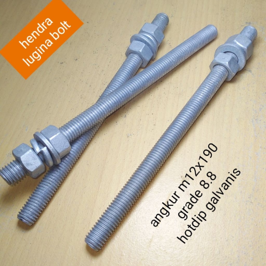 M12x190 กาว Anchor Hilti m12 เหล็กเกรด 8.8 Anchor Bolt ด้ายเหล็กยาว m12x190 สตั๊ด Bolt เหล็ก Anchor 