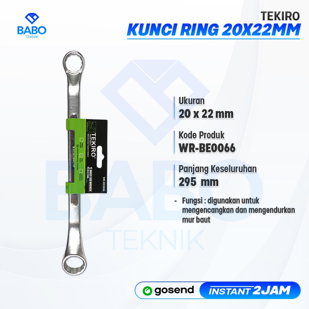 TEKIRO ประแจแหวน ประแจปลายกล่อง 20x22 มม. 20 x 22 ORIGINAL 20 มม. x 22 มม.