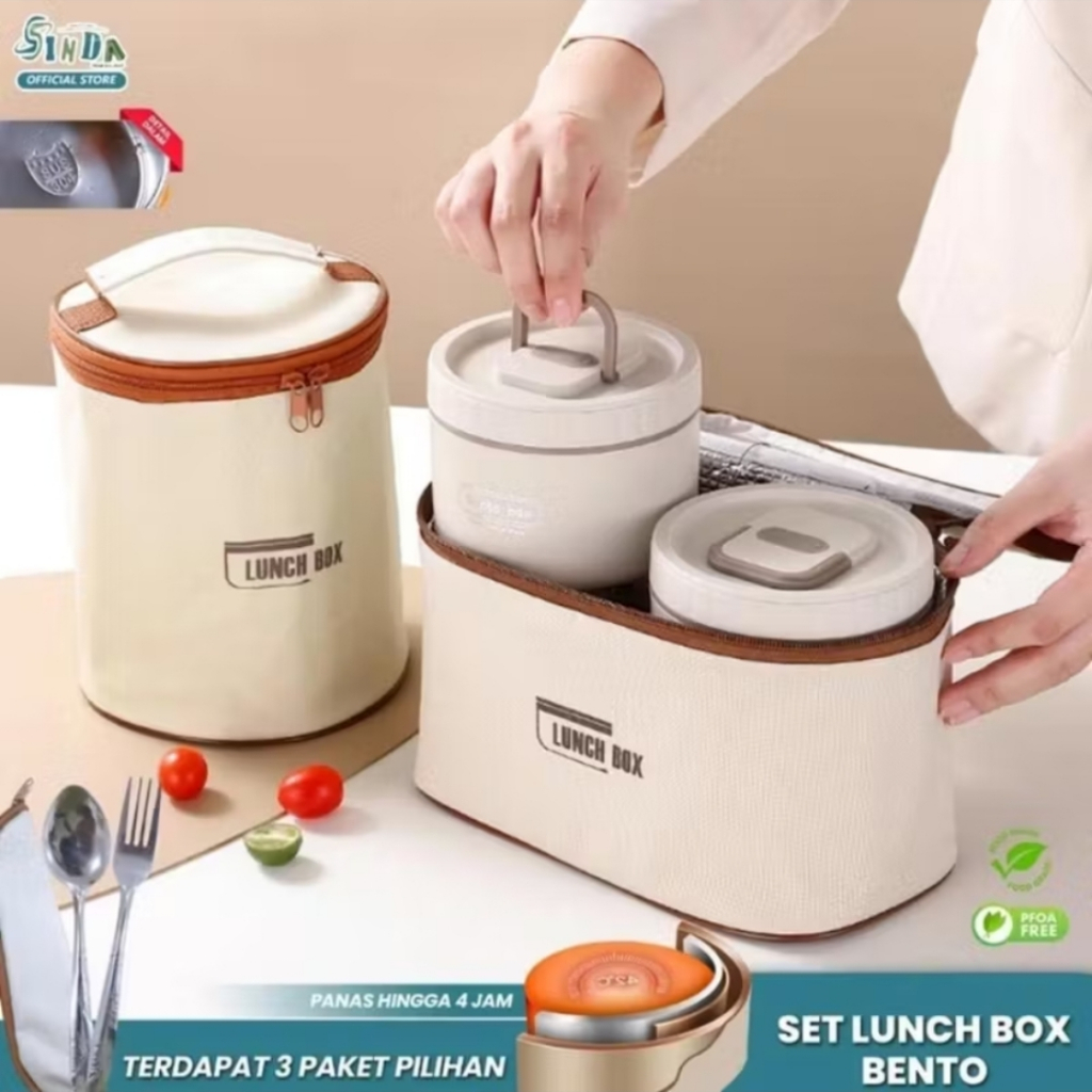[SINDA] PORTABLE HEAT RESISTANT LUNCH BOX / CONTAINER SEALED ROUND STAINLESS LUNCH BOX LEAKPROOF / L