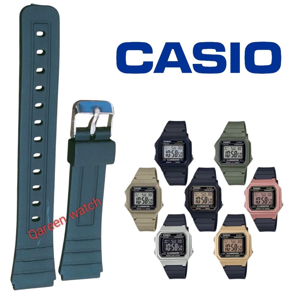 Casio 217 W217 W-217H สาย Casio w-217h สายนาฬิกายางสีดํา