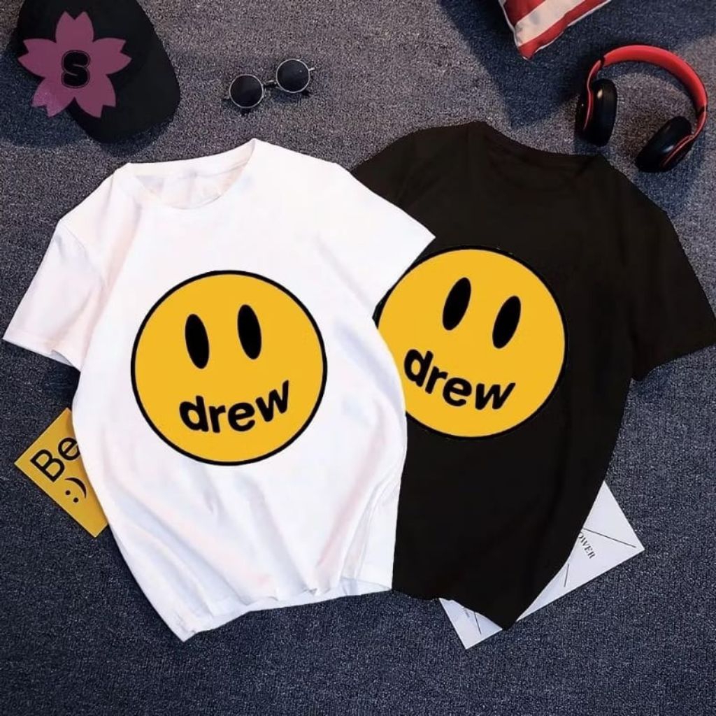 "DREW EMOJI DISTRO T-SHIRT / COOL, MODERN T-SHIRT / UNISEX MADE IN 30S COMBED COTTON