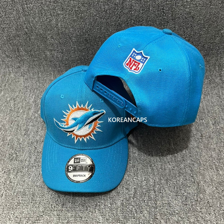 Miami Dolphins หมวกปรับได้ปักโลโก้สีฟ้าอ่อน