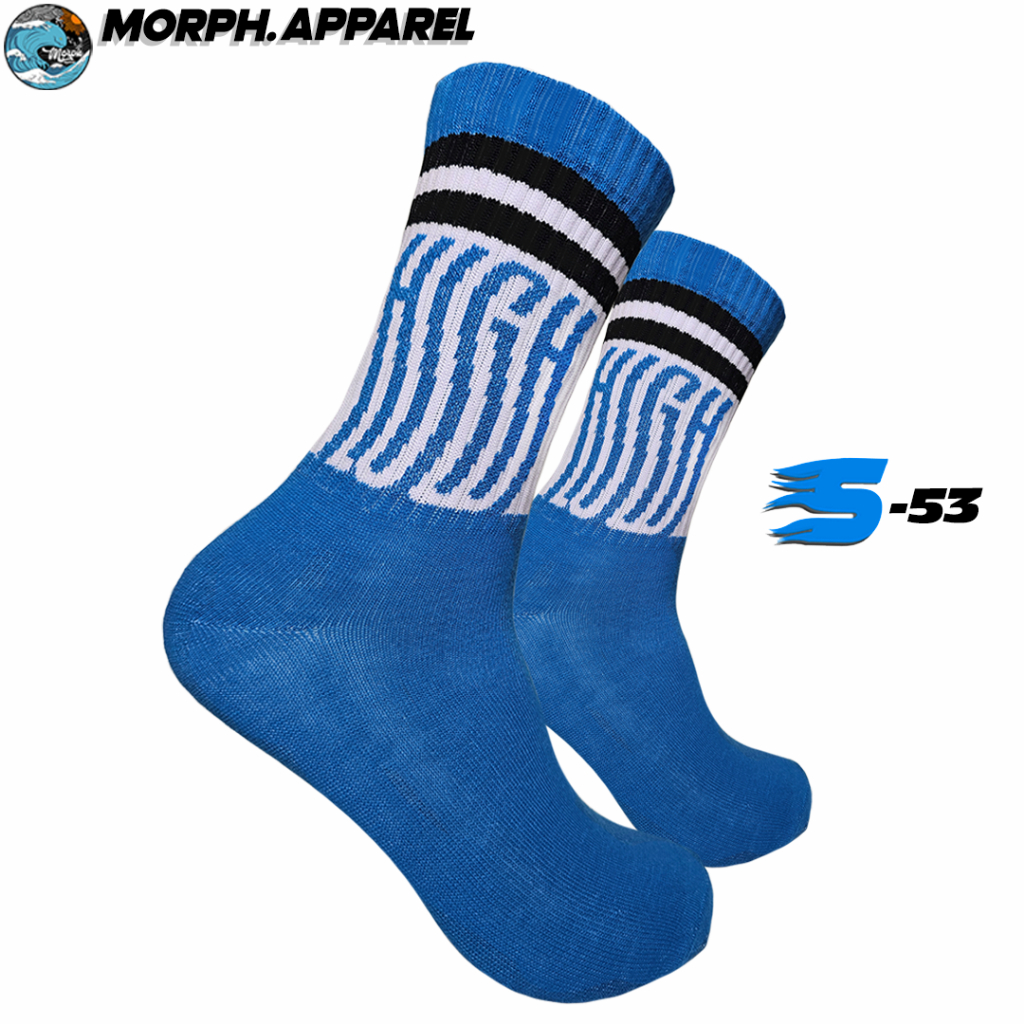 Oldschool Socks - Skate & Hype Socks - Series S Blue Motif High - S53 - MorphApparel