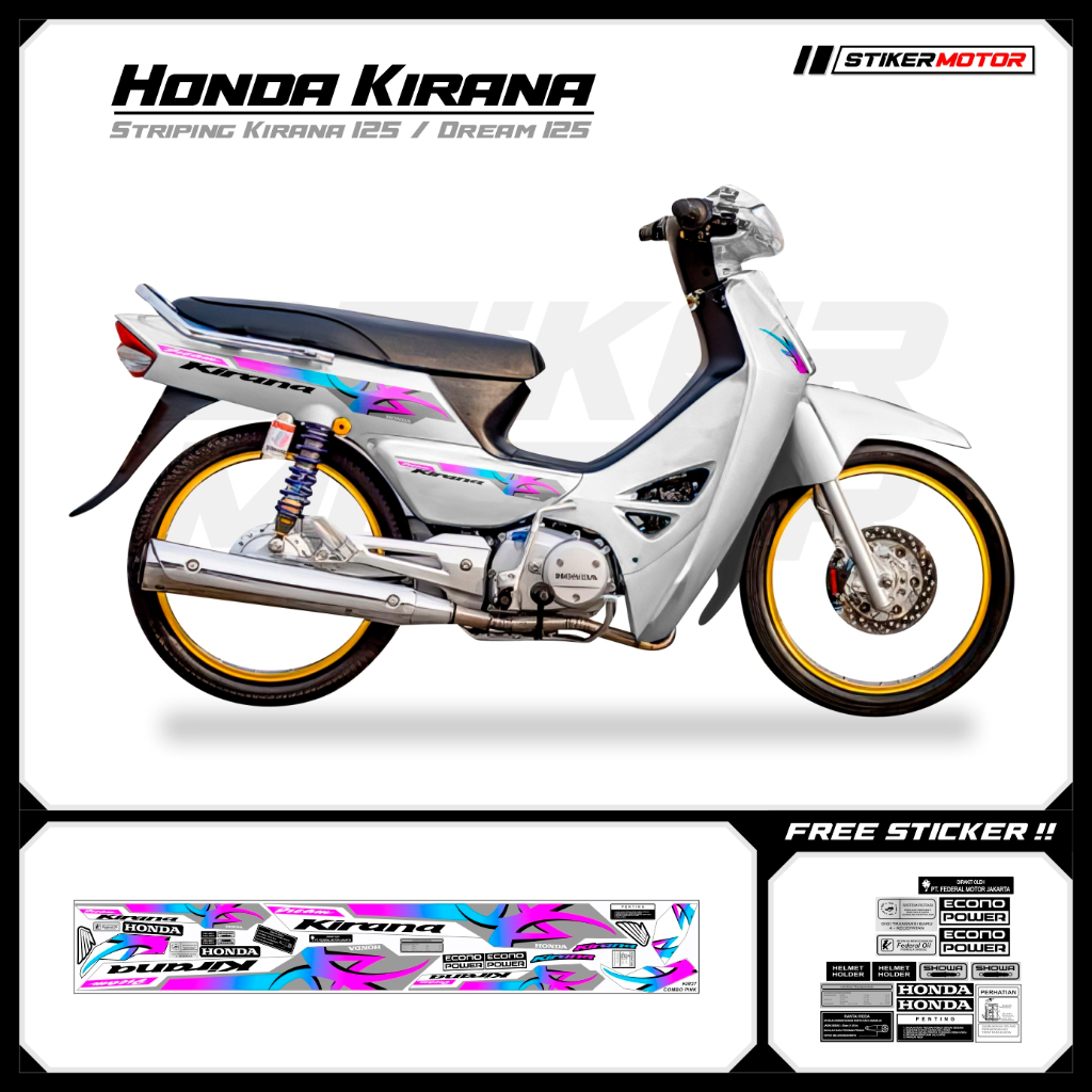 KIR27 Striping สติกเกอร์ Honda Kirana 125 Honda Dream 125 Motohai Variations Striker สติกเกอร์ Strip